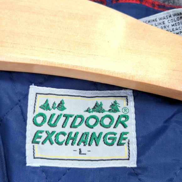 Outdoor Exchange Men's Flannel Shirt Jacket Shacket Multi Large Plaid Vintage - Picture 12 of 16